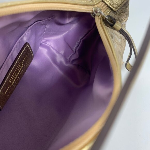 COACH Mini Signature Optic Lurex 40958 Shoulder Handbag Gold/Silver NO Tag EUC - Picture 8 of 13
